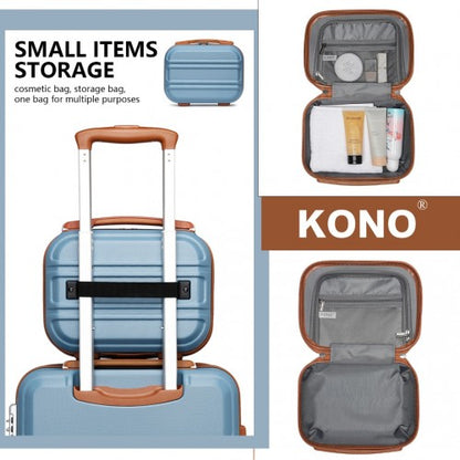 Easy Luggage K1871-1L - Kono 12 Inch Lightweight Hard Shell ABS Vanity Case - Grayish Blue And Brown