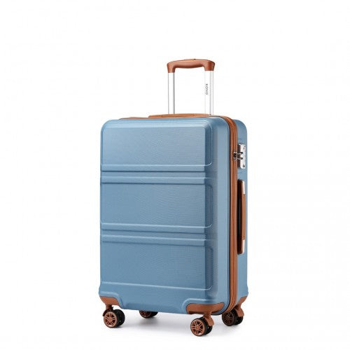 Easy Luggage K1871-1L - Kono ABS 20 Inch Sculpted Horizontal Design Cabin Luggage - Grayish Blue And Brown