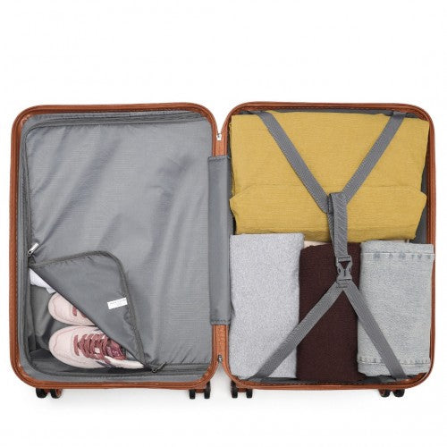 Easy Luggage K1871-1L - Kono ABS 20 Inch Sculpted Horizontal Design Cabin Luggage - Grayish Blue And Brown