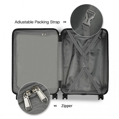 K1871-1L - Kono ABS Sculpted Horizontal Design 3 Piece Suitcase Set - Camouflage Grey And Black