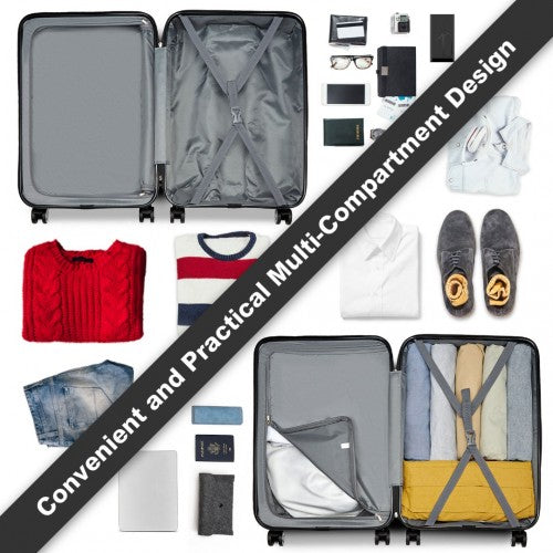 K1871-1L - Kono ABS Sculpted Horizontal Design 3 Piece Suitcase Set - Camouflage Grey And Black