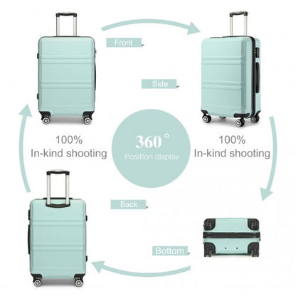 K1871-1L - Kono ABS Sculpted Horizontal Design 3 Piece Suitcase Set - Mint Green