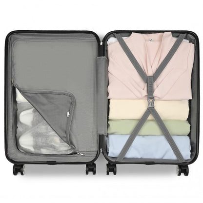 K1871-1L - Kono ABS Sculpted Horizontal Design 3 Piece Suitcase Set - Mint Green