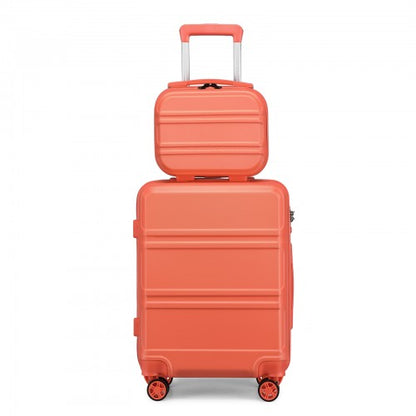 K1871-1L - Kono ABS 4 Wheel Suitcase Set with Vanity Case - Coral