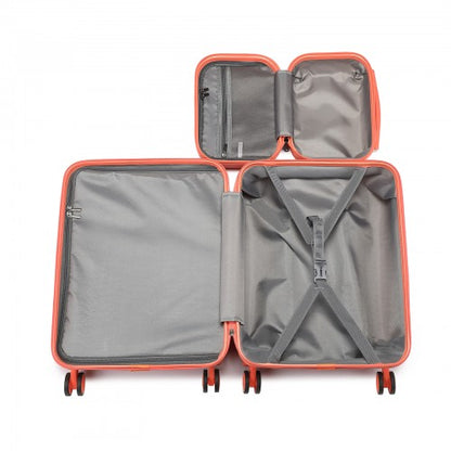 K1871-1L - Kono ABS 4 Wheel Suitcase Set with Vanity Case - Coral