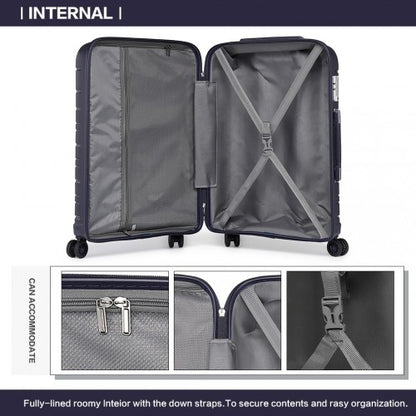 K2091L - Kono Multi Texture Hard Shell PP Suitcase With TSA Lock And Vanity Case 4 Pieces Set - Classic Collection - Navy