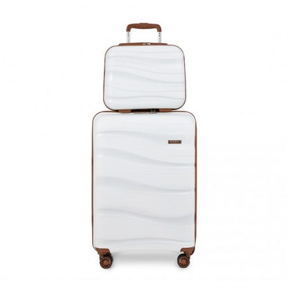 Easy Luggage K2094L - Kono 14/20 Inch Lightweight Polypropylene Hard Shell 2 Piece Suitcase Set With TSA Lock And Vanity Case - Cream