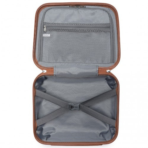 K2094L - Kono 14 Inch Lightweight Polypropylene Hard Shell Vanity Case - Grey And Brown