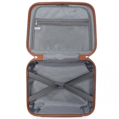 K2094L - Kono 14 Inch Lightweight Polypropylene Hard Shell Vanity Case - Grey And Brown