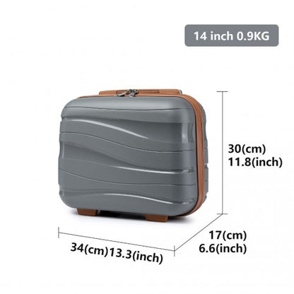 K2094L - Kono 14 Inch Lightweight Polypropylene Hard Shell Vanity Case - Grey And Brown