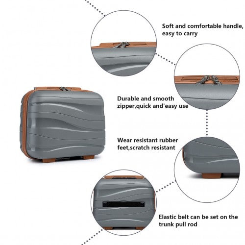 K2094L - Kono 14 Inch Lightweight Polypropylene Hard Shell Vanity Case - Grey And Brown