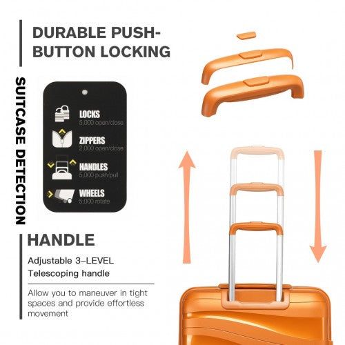 Easy Luggage K2094L - Kono 28 Inch Lightweight Polypropylene Hard Shell Suitcase With TSA Lock - Orange