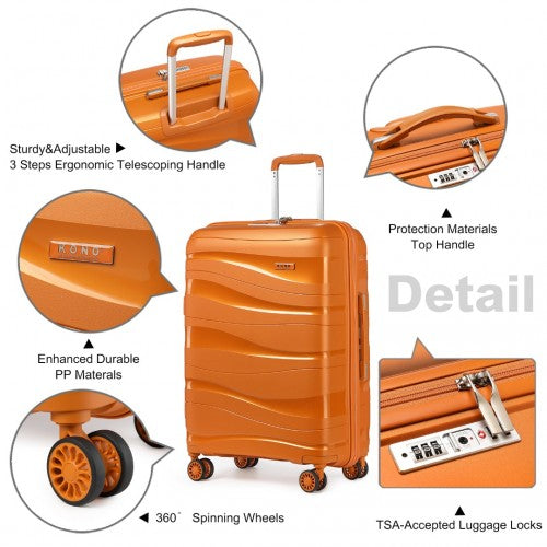 Easy Luggage K2094L - Kono 28 Inch Lightweight Polypropylene Hard Shell Suitcase With TSA Lock - Orange