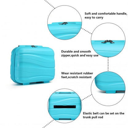 K2094L - Kono 14 Inch Lightweight Polypropylene Hard Shell Vanity Case - Blue