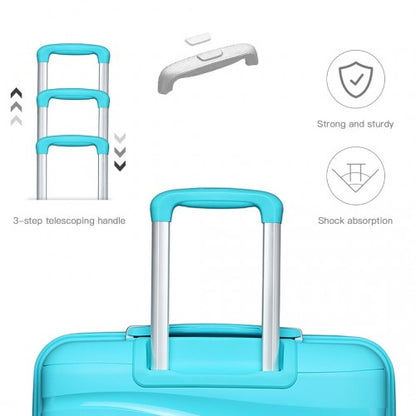 K2094L - Kono 20 Inch Lightweight Polypropylene Hard Shell Suitcase With TSA Lock - Blue