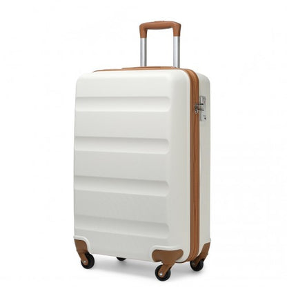 K2191L - Kono 19 Inch Cabin Size Carry On Suitcase - Streamlined Lightweight ABS Hardshell with Secure TSA Lock - Cream