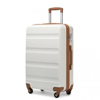 K2191L - Kono 24 Inch Check in Luggage - Streamlined ABS Hardshell Suitcase with Secure TSA Lock - Cream