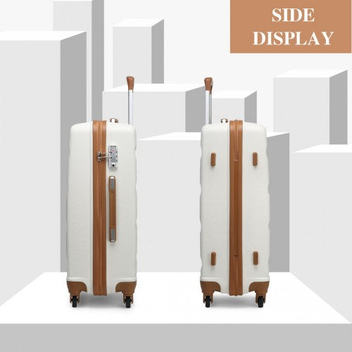 K2191L - Kono 24 Inch Check in Luggage - Streamlined ABS Hardshell Suitcase with Secure TSA Lock - Cream