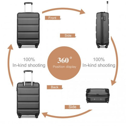 K2191L - Kono 19 Inch Cabin Size Carry On Suitcase - Streamlined Lightweight ABS Hardshell with Secure TSA Lock - Grey