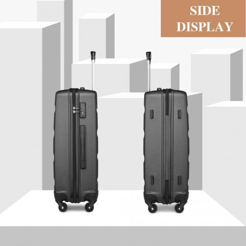 K2191L - Kono 24 Inch Check in Luggage - Streamlined ABS Hardshell Suitcase with Secure TSA Lock - Grey