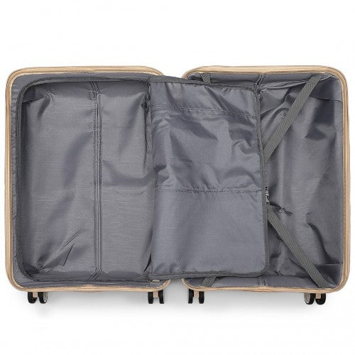 K2392L - British Traveller 20 Inch Multi-Texture Polypropylene Hard Shell Suitcase With TSA Lock - Brown And Apricot