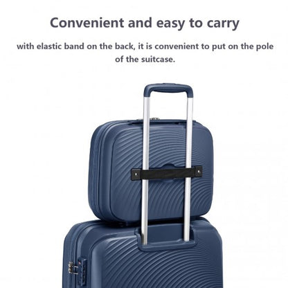 Easy Luggage K2393L - British Traveller Lightweight 14 Inch Polypropylene Vanity Case - Navy