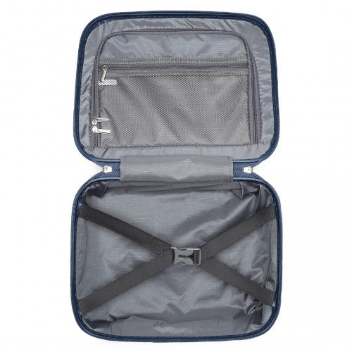 Easy Luggage K2393L - British Traveller 4 Pcs Set Spinner Hard Shell PP Suitcase With TSA Lock And Vanity Case - Navy