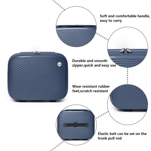 Easy Luggage K2393L - British Traveller 4 Pcs Set Spinner Hard Shell PP Suitcase With TSA Lock And Vanity Case - Navy