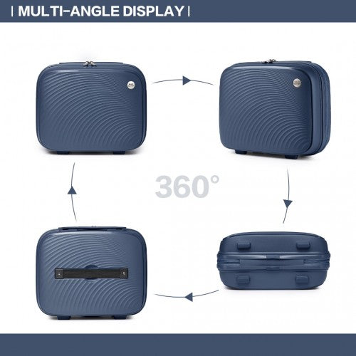 Easy Luggage K2393L - British Traveller 4 Pcs Set Spinner Hard Shell PP Suitcase With TSA Lock And Vanity Case - Navy