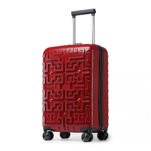 K2396L - Supercase Stylish 20 Inch Carry-On Polypropylene Hardshell Suitcase with Maze Pattern - Red