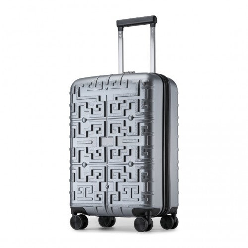 K2396L - Supercase Stylish 20 Inch Carry-On Polypropylene Hardshell Suitcase with Maze Pattern - Silver