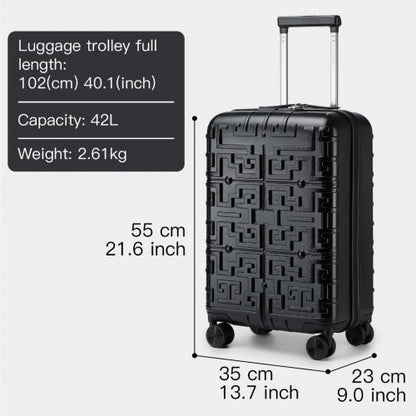 K2396L - Supercase Stylish 20 Inch Carry-On Polypropylene Hardshell Suitcase with Maze Pattern - Black