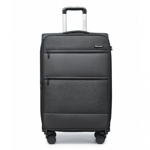 K2397L - British Traveller 28 Inch Lightweight Soft Shell Expandable Suitcase With TSA Lock - Black