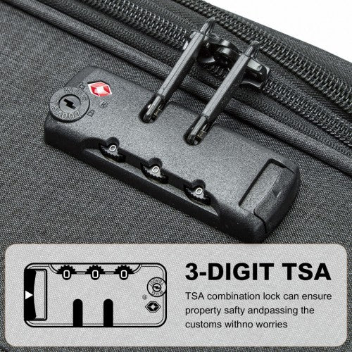 K2397L - British Traveller 24 Inch Lightweight Soft Shell Expandable Suitcase With TSA Lock - Black