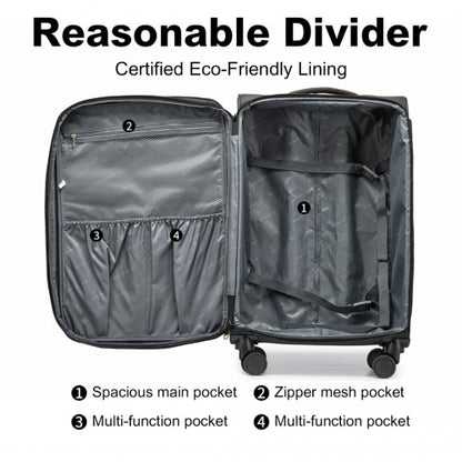 K2397L - British Traveller 24 Inch Lightweight Soft Shell Expandable Suitcase With TSA Lock - Black