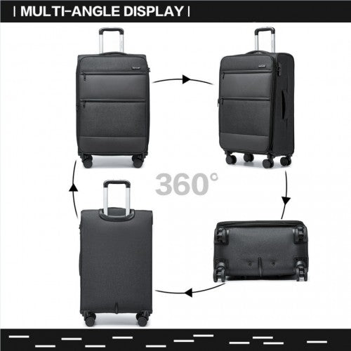 K2397L - British Traveller 28 Inch Lightweight Soft Shell Expandable Suitcase With TSA Lock - Black