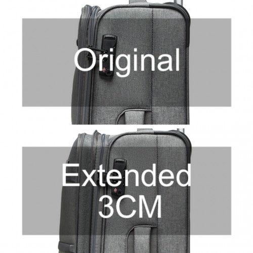 K2397L - British Traveller 24 Inch Lightweight Soft Shell Expandable Suitcase With TSA Lock - Grey