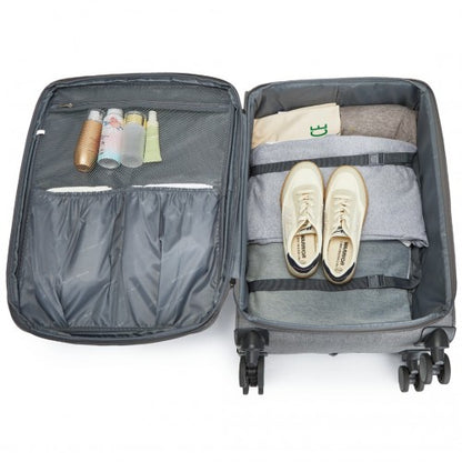 K2397L - British Traveller 24 Inch Lightweight Soft Shell Expandable Suitcase With TSA Lock - Grey