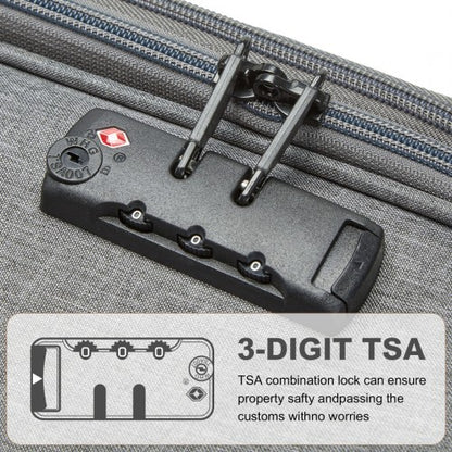 K2397L - British Traveller 24 Inch Lightweight Soft Shell Expandable Suitcase With TSA Lock - Grey