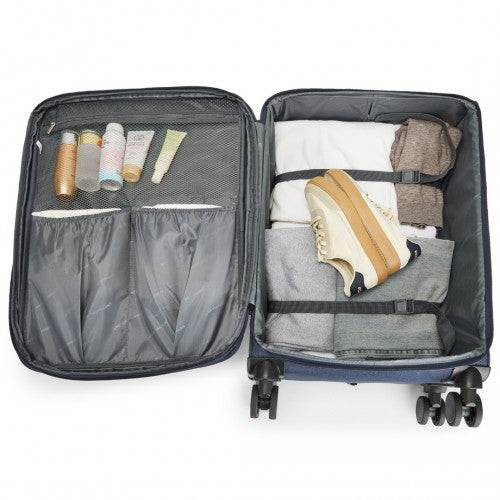 K2397L - British Traveller 24 Inch Lightweight Soft Shell Expandable Suitcase With TSA Lock - Navy