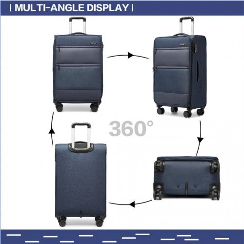 K2397L - British Traveller 24 Inch Lightweight Soft Shell Expandable Suitcase With TSA Lock - Navy