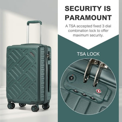 KSS2495 - Supercase 3-Piece Sleek Geometric Pattern Hard Shell ABS+PC Suitcase Set with TSA Lock For Effortless Travel - Military Green