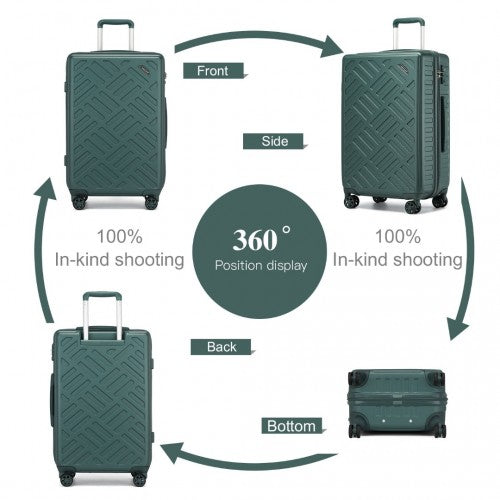 KSS2495 - Supercase 3-Piece Sleek Geometric Pattern Hard Shell ABS+PC Suitcase Set with TSA Lock For Effortless Travel - Military Green