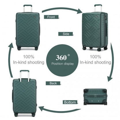 KSS2495 - Supercase 3-Piece Sleek Geometric Pattern Hard Shell ABS+PC Suitcase Set with TSA Lock For Effortless Travel - Military Green