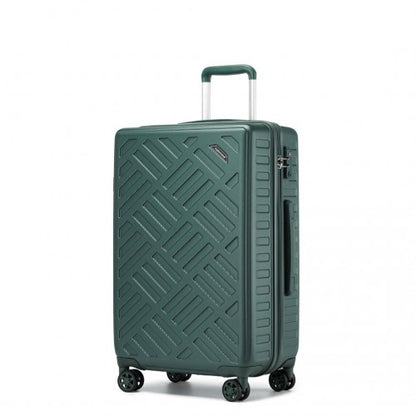 KSS2495 - Supercase 3-Piece Sleek Geometric Pattern Hard Shell ABS+PC Suitcase Set with TSA Lock For Effortless Travel - Military Green