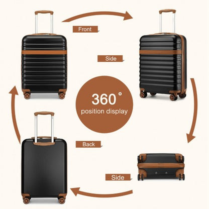 KSK2484 - Kono 20 Inch Stylish Lightweight Hard Shell ABS+PC Cabin Carry-On Suitcase with TSA Lock for Enhanced Security - Black and Brown