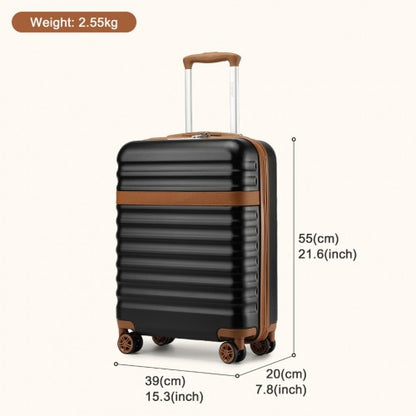 KSK2484 - Kono 20 Inch Stylish Lightweight Hard Shell ABS+PC Cabin Carry-On Suitcase with TSA Lock for Enhanced Security - Black and Brown