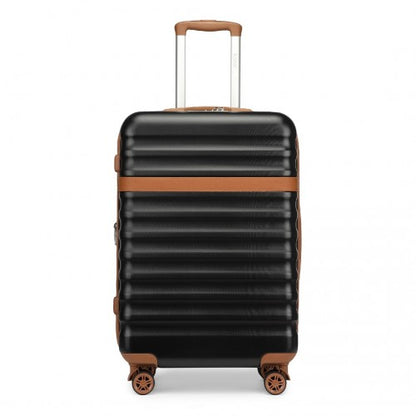 KSK2484 - Kono 24 Inch Expandable Lightweight Hard Shell ABS+PC Check-In Suitcase with TSA Lock Ideal for Extended Trips and Secure Travel - Black And Brown