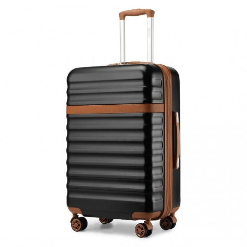 KSK2484 - Kono 24 Inch Expandable Lightweight Hard Shell ABS+PC Check-In Suitcase with TSA Lock Ideal for Extended Trips and Secure Travel - Black And Brown