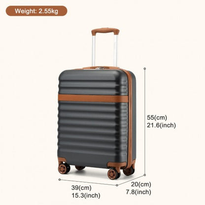 KSK2484 - Kono 20 Inch Stylish Lightweight Hard Shell ABS+PC Cabin Carry-On Suitcase with TSA Lock for Enhanced Security - Grey and Brown